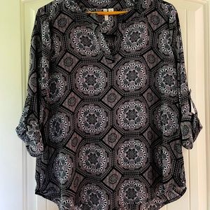 Cato Fashions Medallion Popover Tunic Top